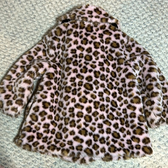 Gymboree Girls Pink Leopard Faux Fur lined Coat W/Pockets Size XS 3/4-EUC - Picture 3 of 4